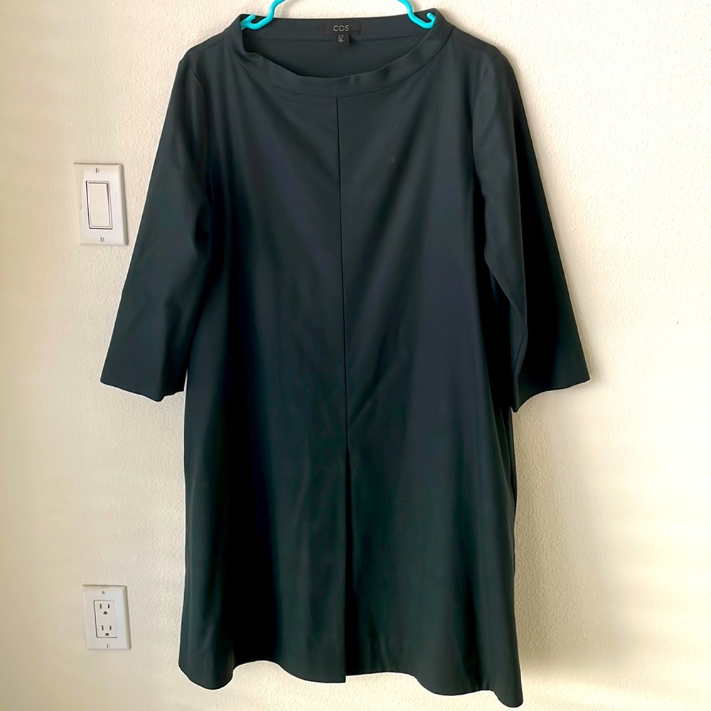 COS WOOL MINI DRESS GREEN SIZE 10